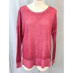 Z Supply Red Slub Knit Long Sleeve Pullover Casual Lightweight Top S